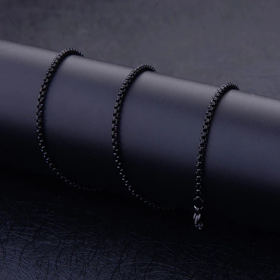 Thin Box Chain SS Black 24inch