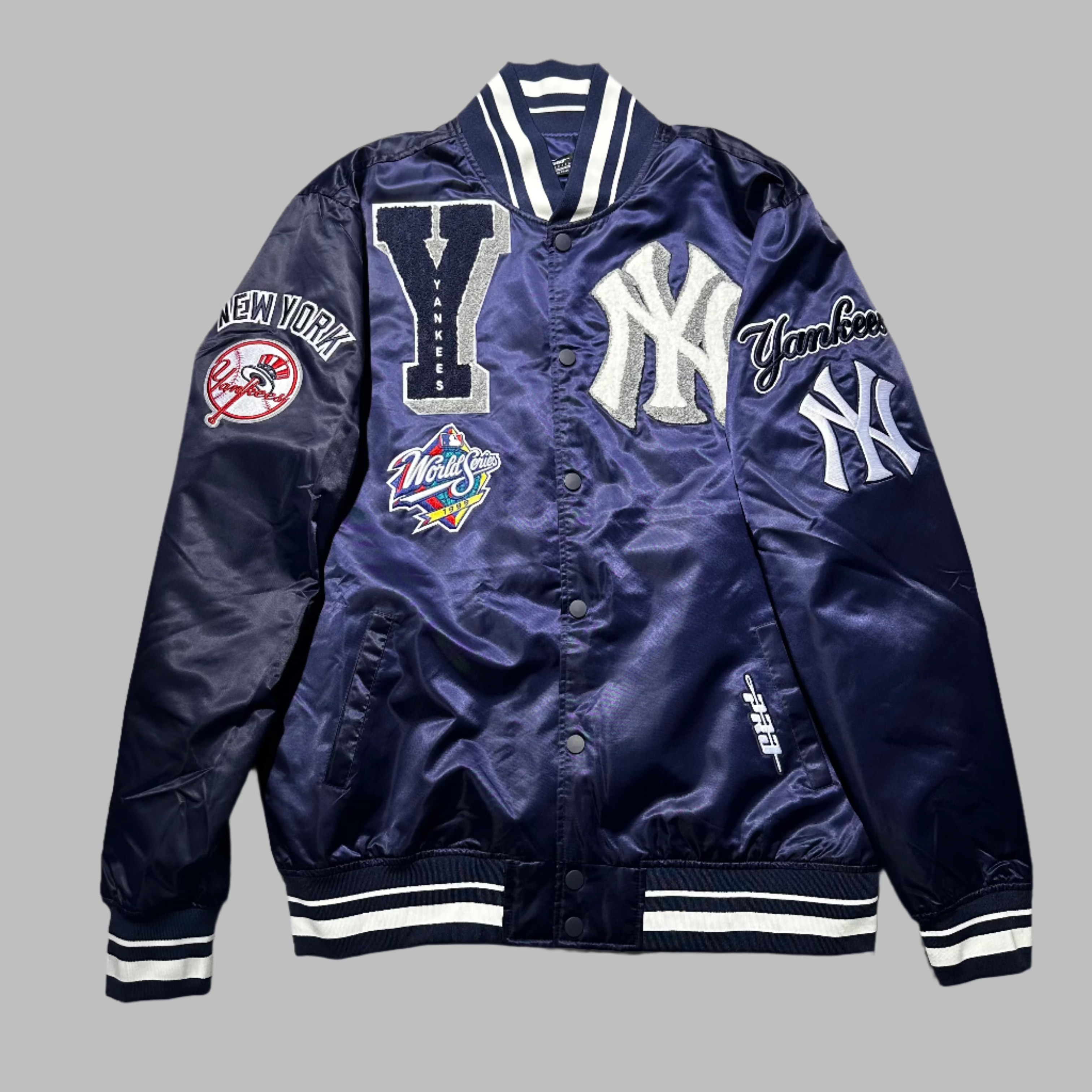 NEW YORK YANKEES NAVY WORLD SERIES 1999 SATIN JACKET