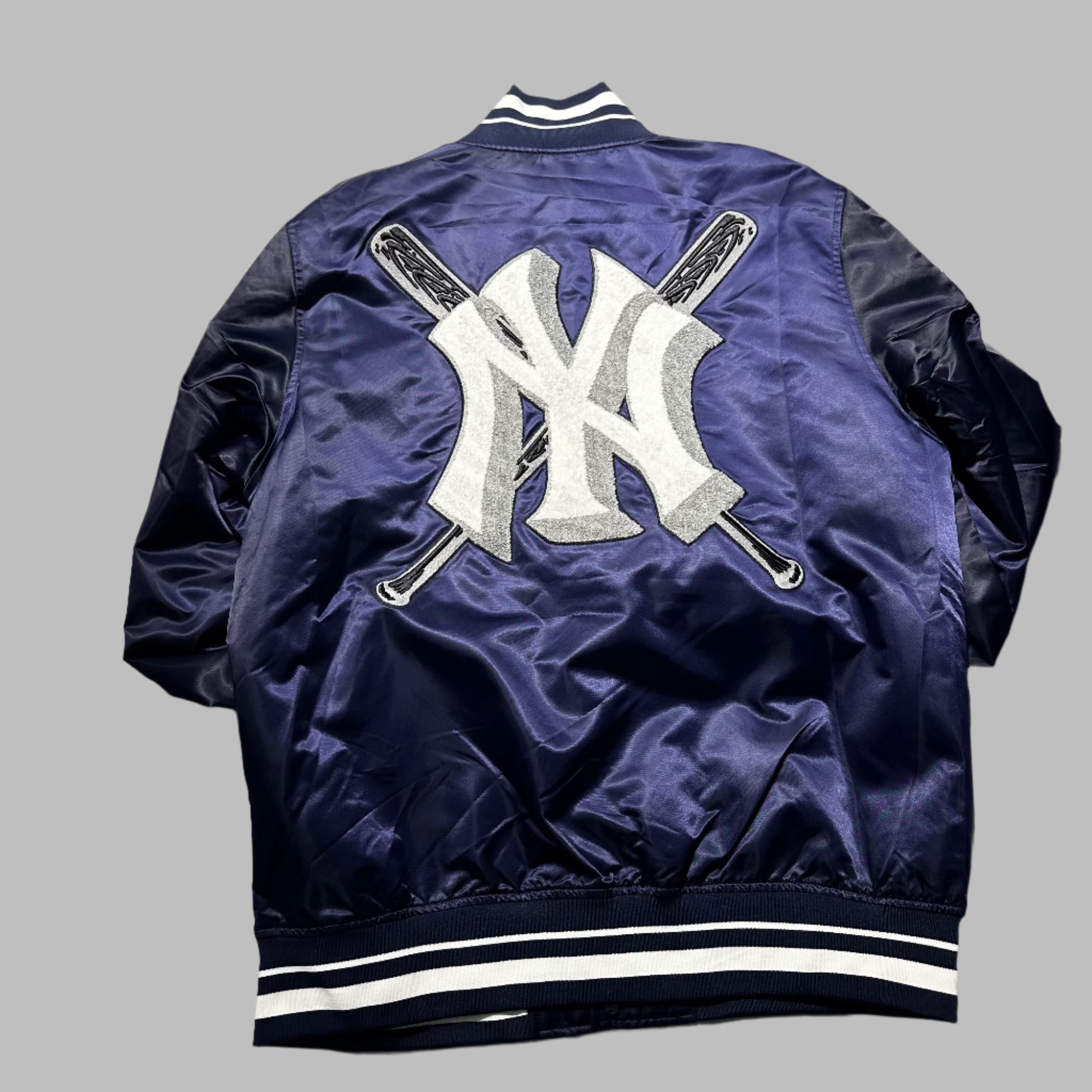 NEW YORK YANKEES NAVY WORLD SERIES 1999 SATIN JACKET