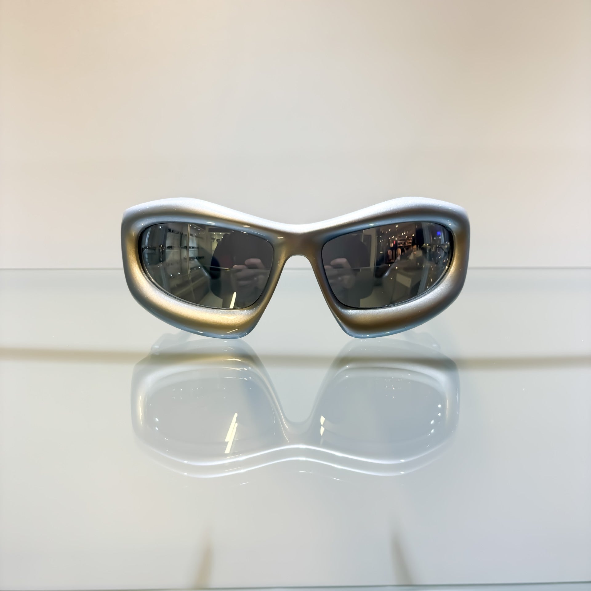 Glasses Alien Shiny Silver