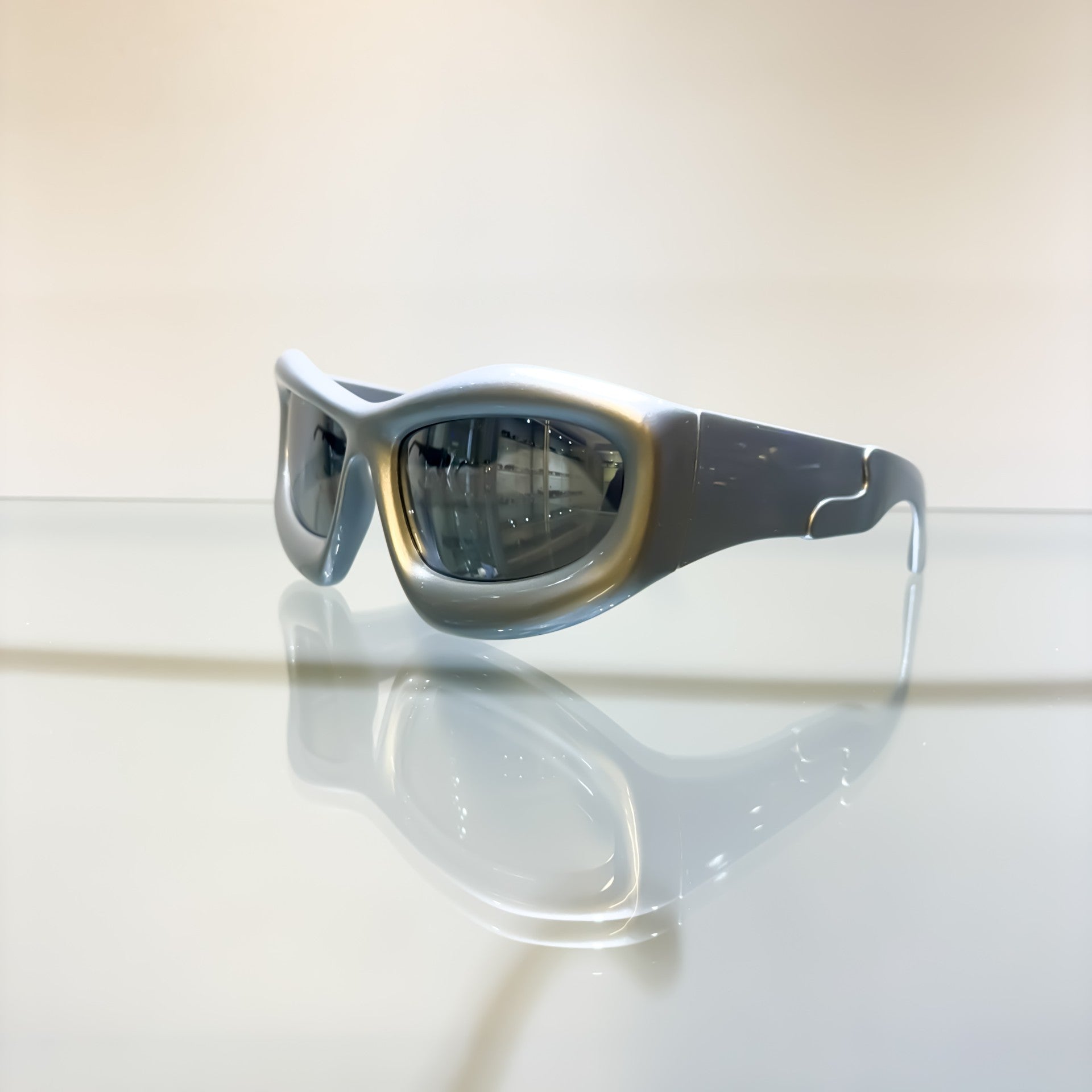 Glasses Alien Shiny Silver